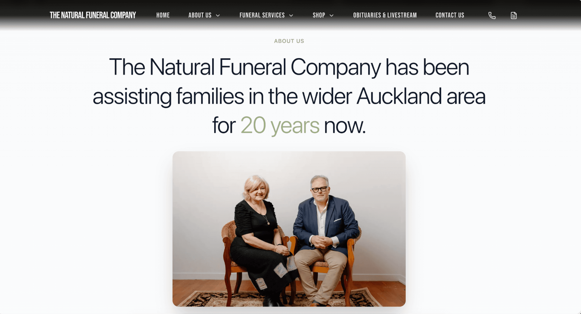 The Natural Funeral Company website built by Tiberius
