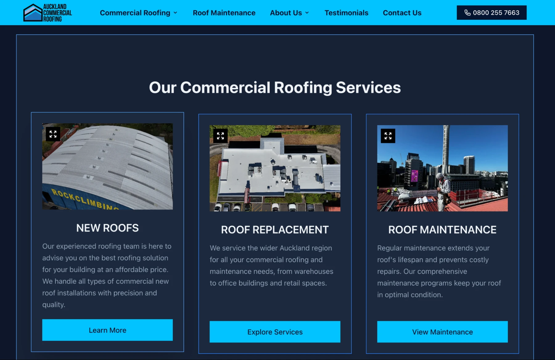 Rebuilt website - services